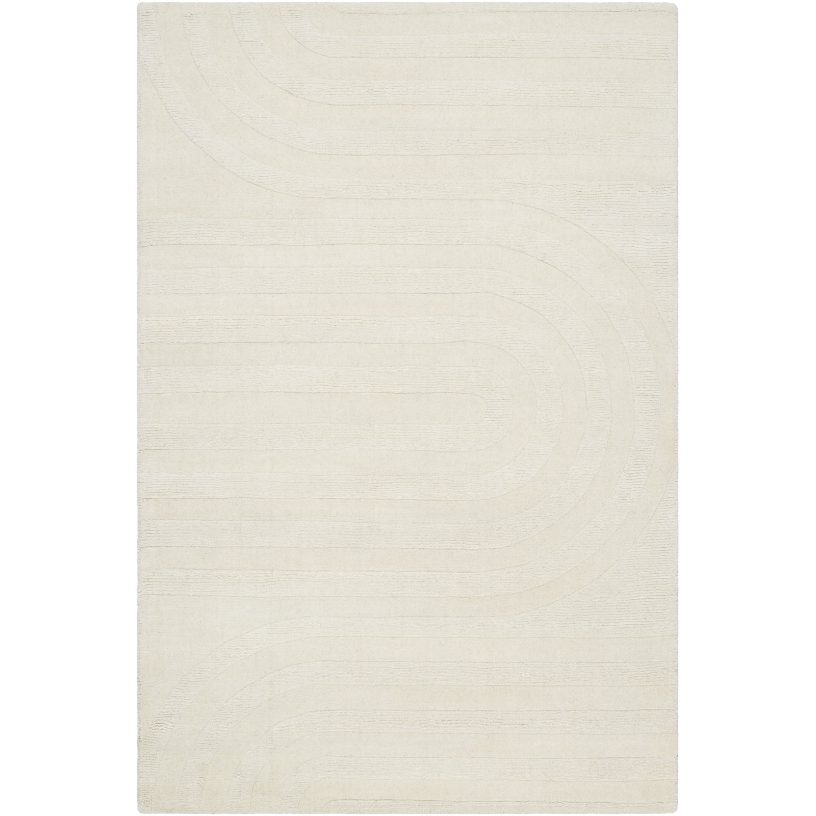 Kell Hand-Woven Cream Wool Rug, Rectangle 9' x 12'