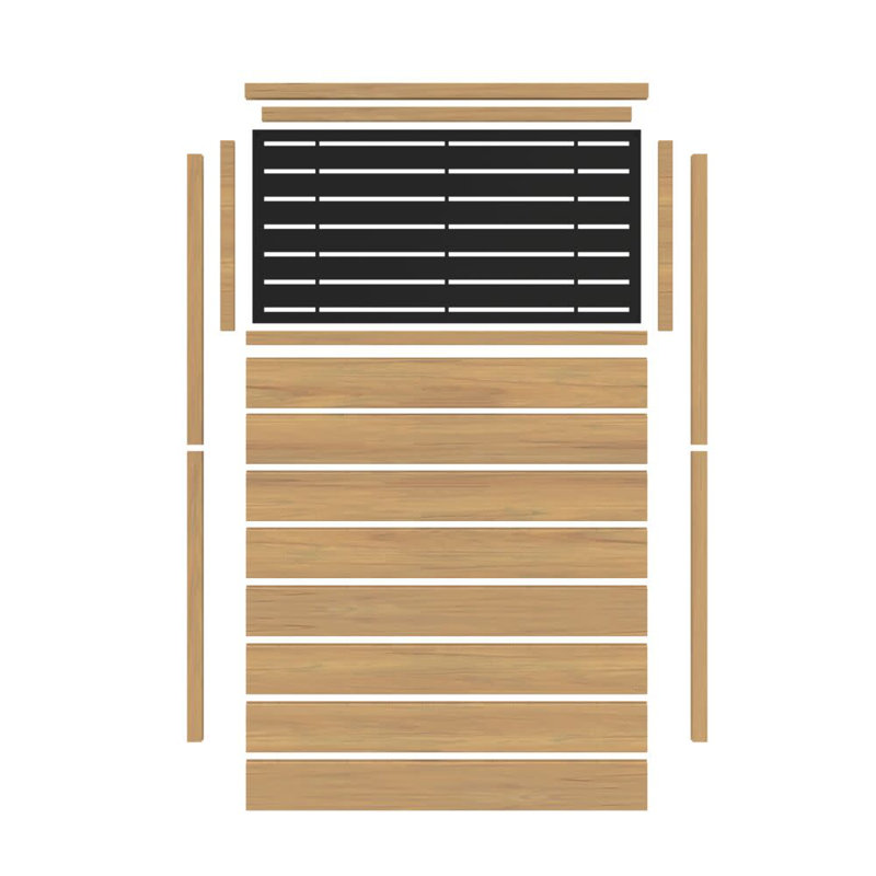 6 ft x 4 ft Cypress and Black Vinyl Semi-Privacy Fence