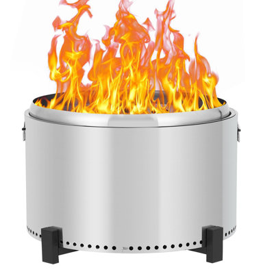 Stainless Steel 27" Low Smoke Fire Pit,outdoor Wood Burning Smokeless Fire Pit With Removable Ash Pan & Stand