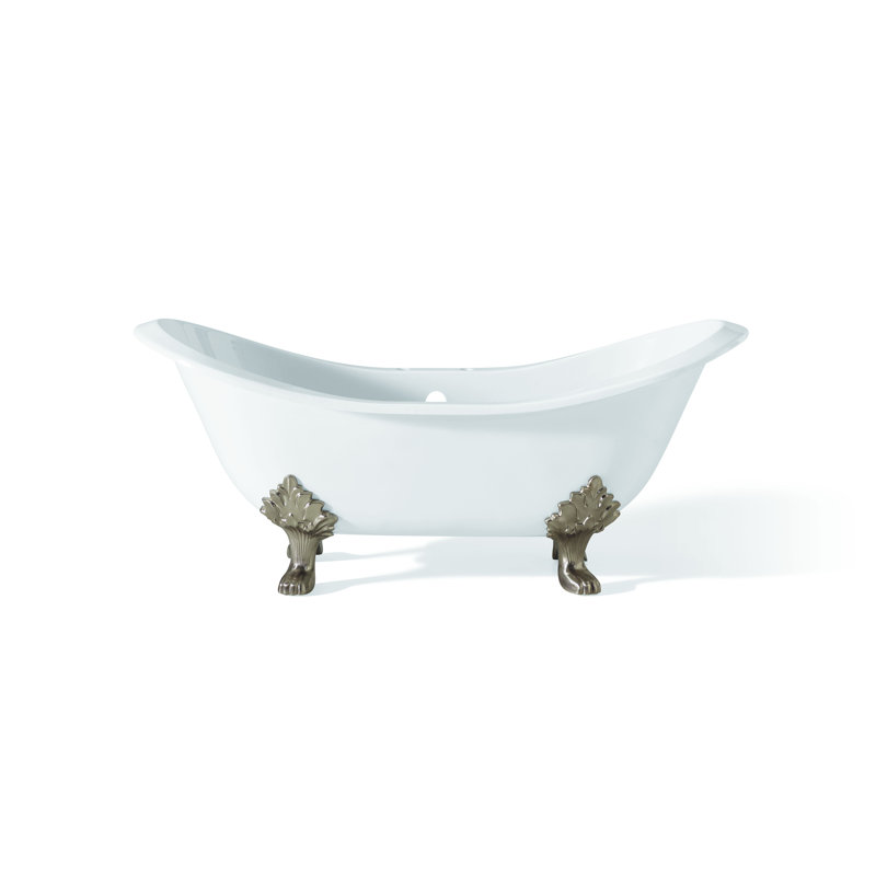 Baignoire de trempage sur pattes 61 "x 30" Regency, Intérieur et extérieur blancs, Nickel brossé