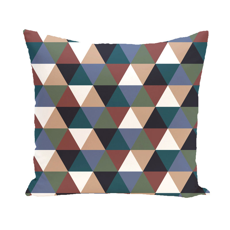 Triangles! Housse et insert de coussin extérieur d'extérieur, H 18 po x l 18 po, Acajou