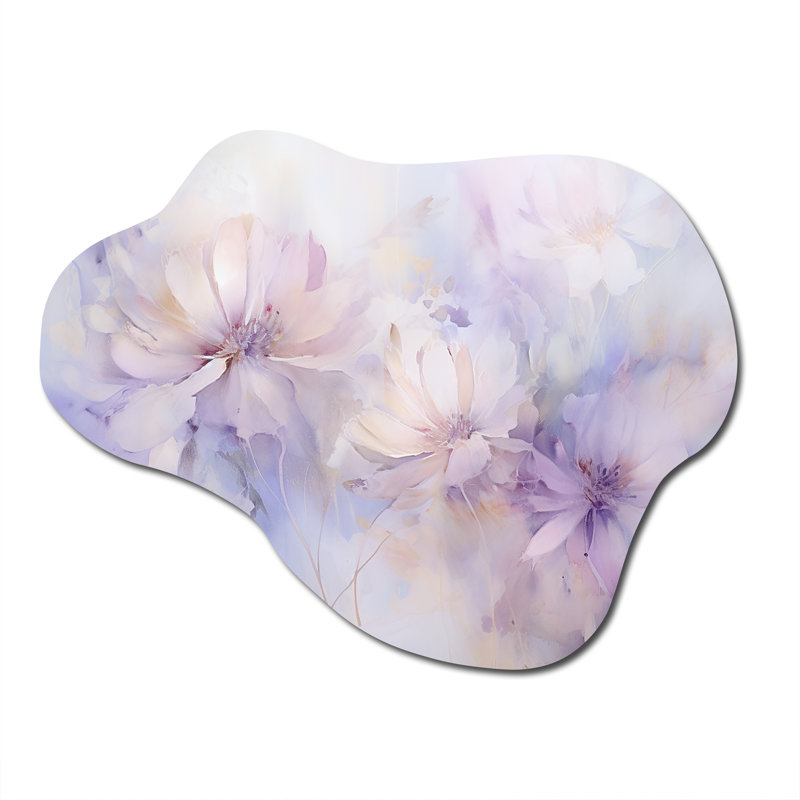 «Purple Botanical Whispers II - Botanicals», impression murale en métal asymétrique, H 27 po x l 35 po