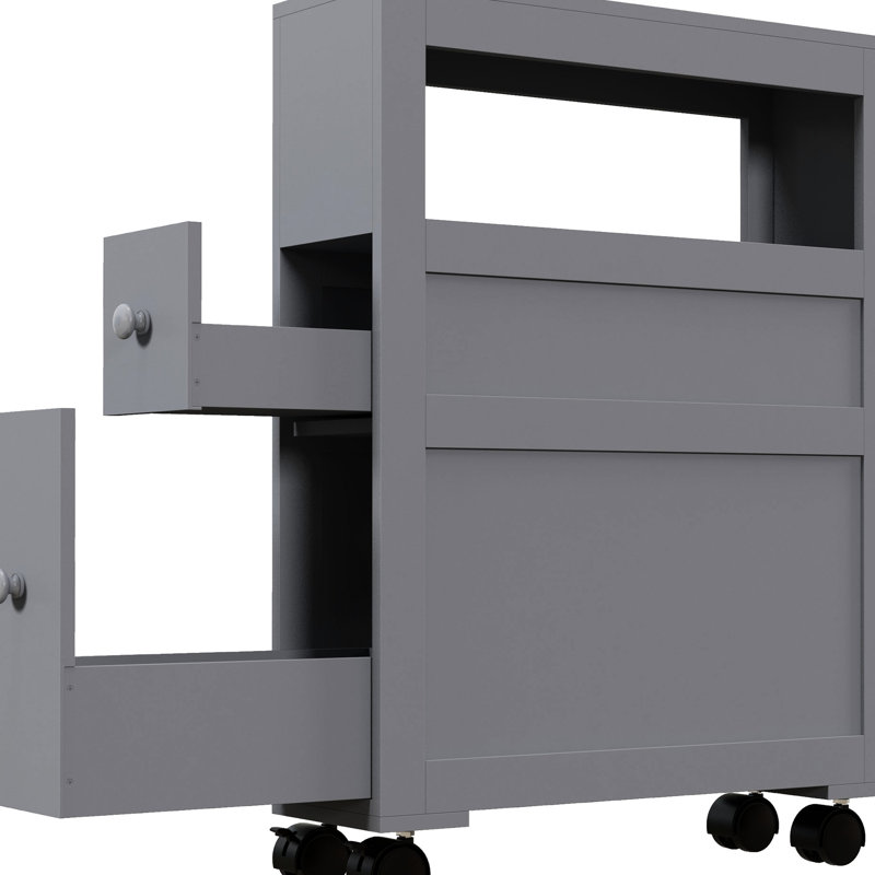 Armoire de rangement roulante grise 20,81 po avec roulettes verrouillables d'une capacité de 23,6 po