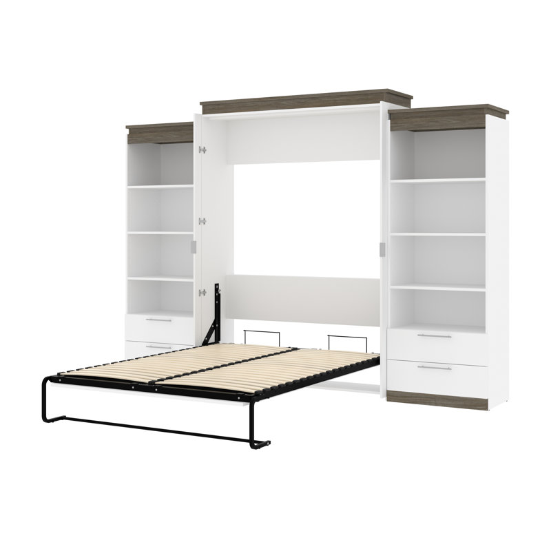 Grand lit escamotable avec rangement AILE, Blanc