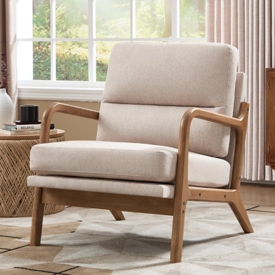 Salma 25.59" W Linen Blend Upholstered Armchair