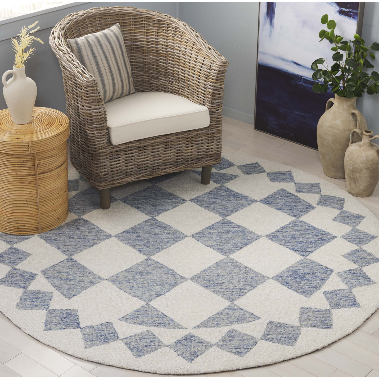 Claude Hand-Woven Geometric Rug, Round 6'