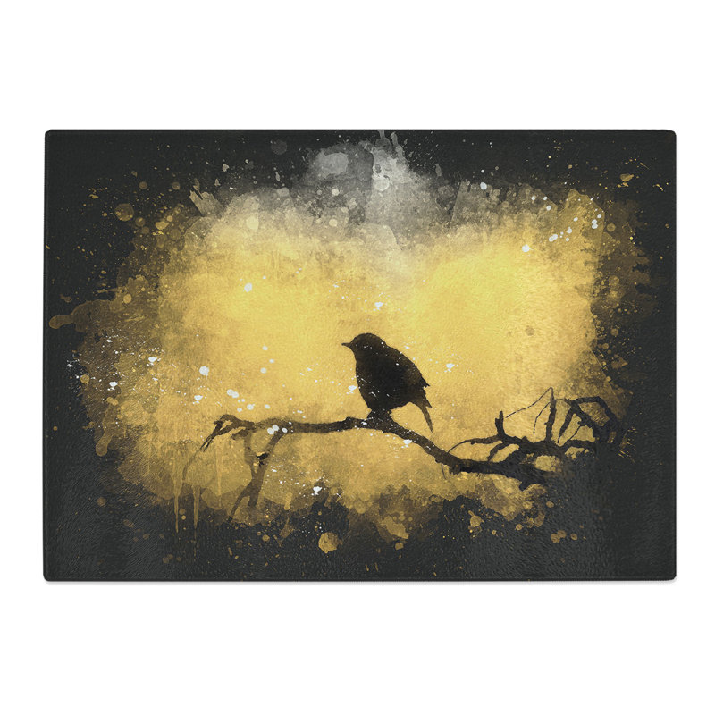 Bird at Sunset Paint Splash Chopping Board, 0.4cm H x 28.5cm W x 39cm L