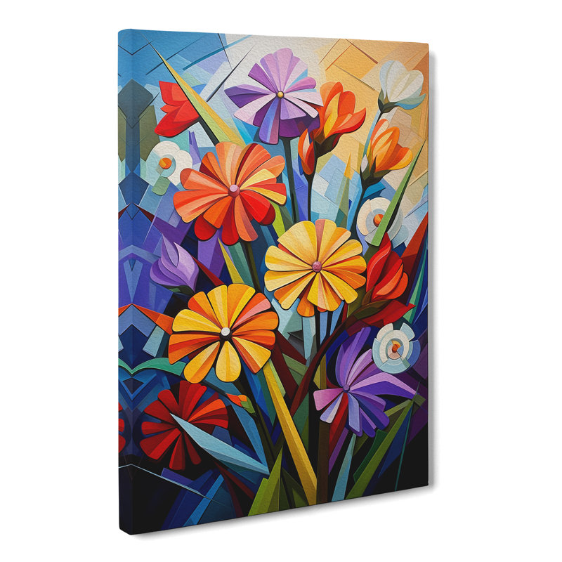 Wildflowers Cubism - Wrapped Canvas, 60cm H x 40cm W x 3cm D