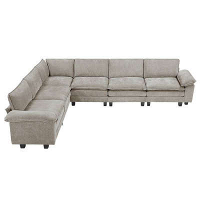 Modulaire contemporain 6 modulaire moderne avec confort, revêtement en chenille, structure en contreplaqué, coussins d'accoudoirs réglables, dossier réversible et coussins de siège amovibles, housses de coussin amovibles, pieds exposés noirs