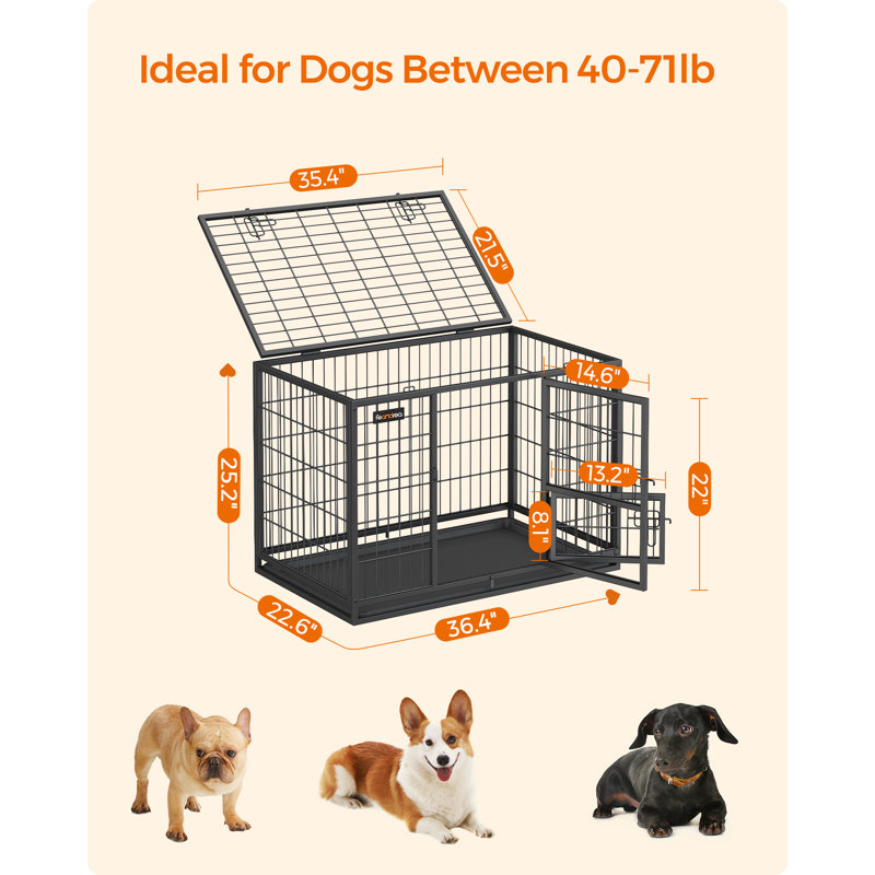Metal Pet Crate with 1 Door, 64cm H x 57.5cm W x 92.5cm D