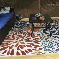 Weyland Floral Power Loom Blue/Orange Indoor/Outdoor Patio Rug World Menagerie Rug Size: Rectangle 12' x 15