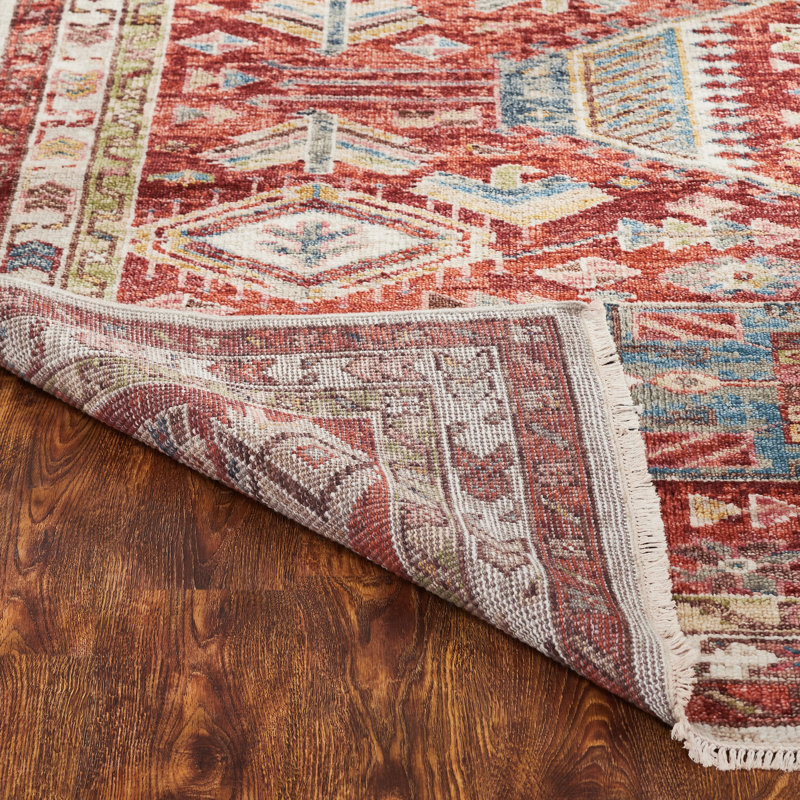 Omaque Wool Southwestern Area Rug, Rectangle 12' x 15', Rust