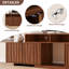 Ensemble de meubles de salon de style Mid-Century moderne, ensemble de divertissement de quatre pièces brun avec panneau en relief et tiroirs, meuble télé extensible avec rangement en bois et table basse pour téléviseur 75/85/100 pouces