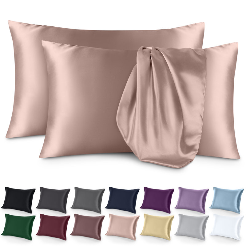 Soft Poly Satin Pillowcase Set, Blush