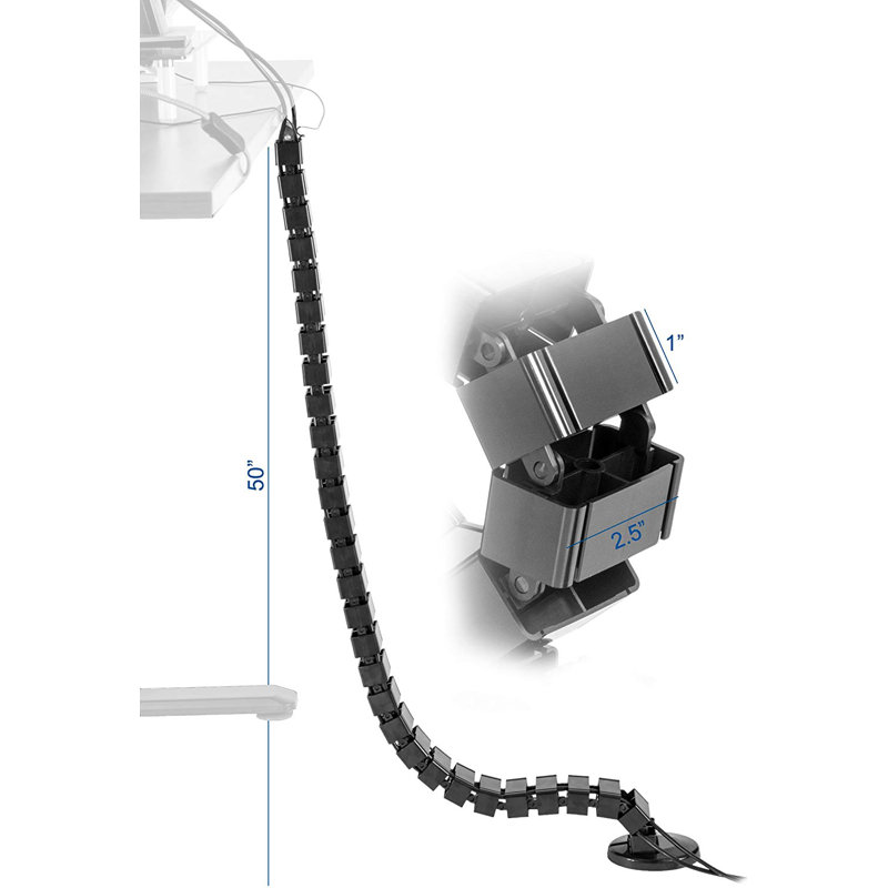 Black Metal Vertebrae Cable Management Kit for Desk
