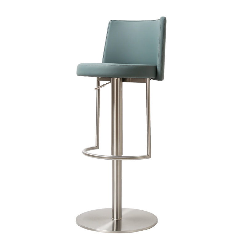 Bergamyer Swivel Upholstered Adjustable Height Counter Stool with Metal Frame, Teal/Silver