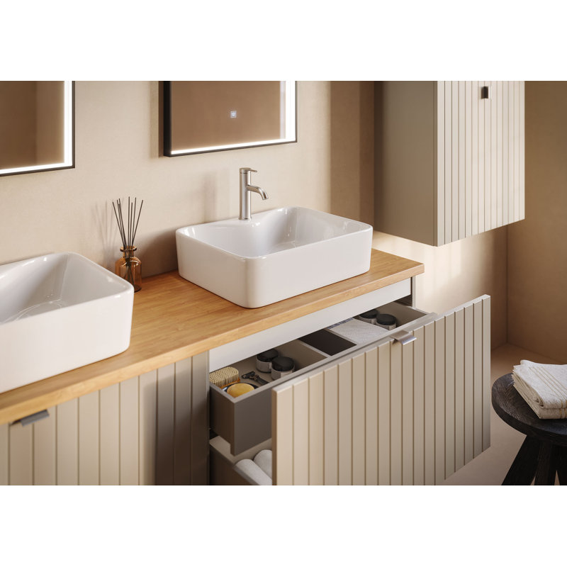 791cm Wall Mounted Single Bathroom Vanity Base Only, Cashmere