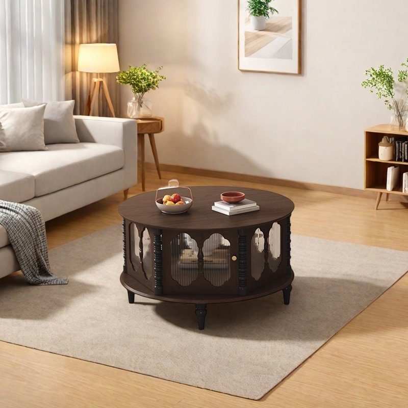 French Retro Style Rubberwood Coffee Table
