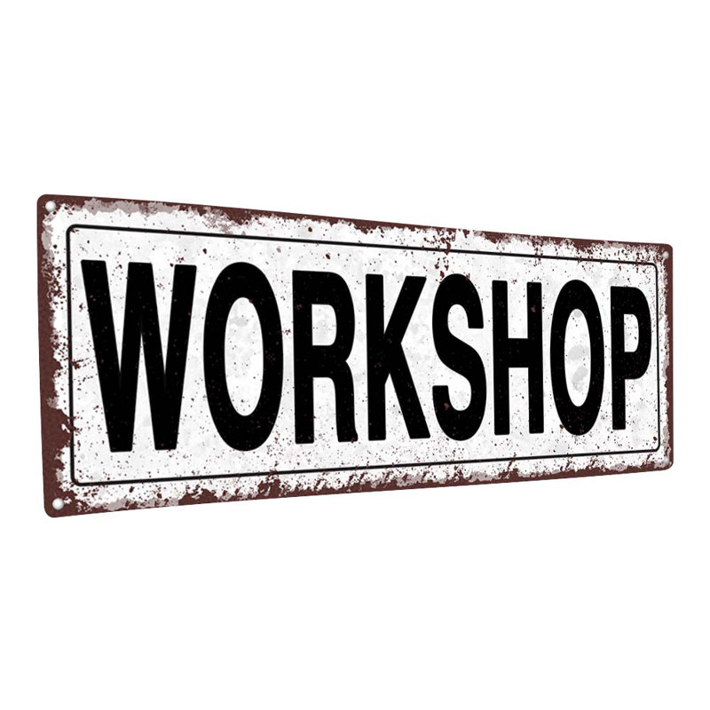 Workshop Metal Sign, 4.25" H x 11.5" W x 0.04" D