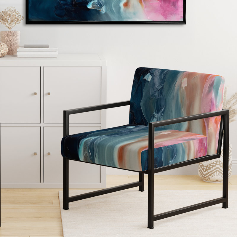 Fauteuil d'appoint bleu et rose Spatula Abstract, Noir
