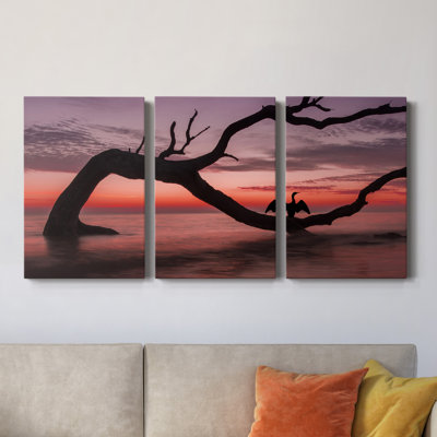 Photographie Étude de coucher de soleil sur la plage - Toile tendue avec châssis de qualité supérieure - Prêt à accrocher