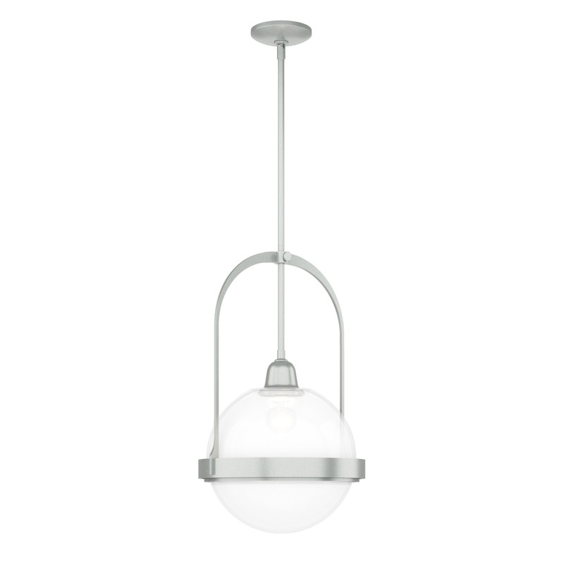 Luminaire suspendu en forme de globe à 1 lumière Atlas, Verre opaline, Platine rétro