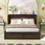 Grand lit escamotable style ferme avec station de charge, lit plateforme pliable avec grand tiroir de rangement pour chambre d'amis, petite chambre-270489292