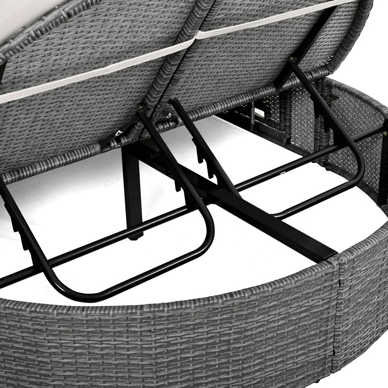 Xhuliana Outdoor Wicker Chaise Lounge, Beige