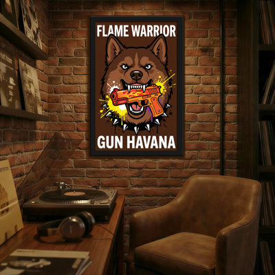 Animaux, chien de la flamme avec fusil Havane