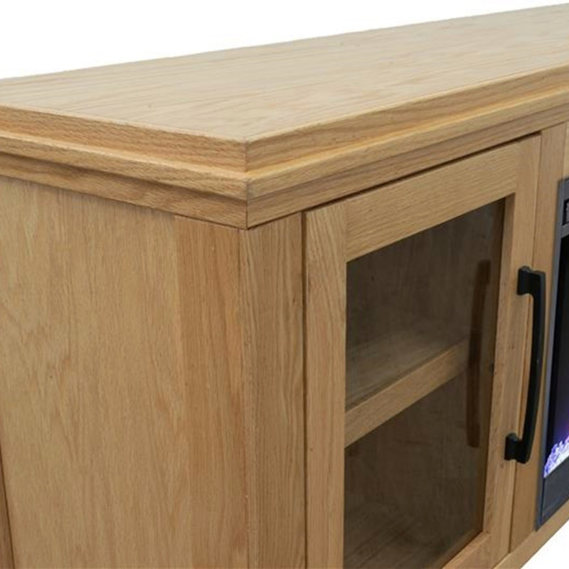 Cloyne 86 inch Electric Fireplace TV Console for TVs up to 95 inches, Natural