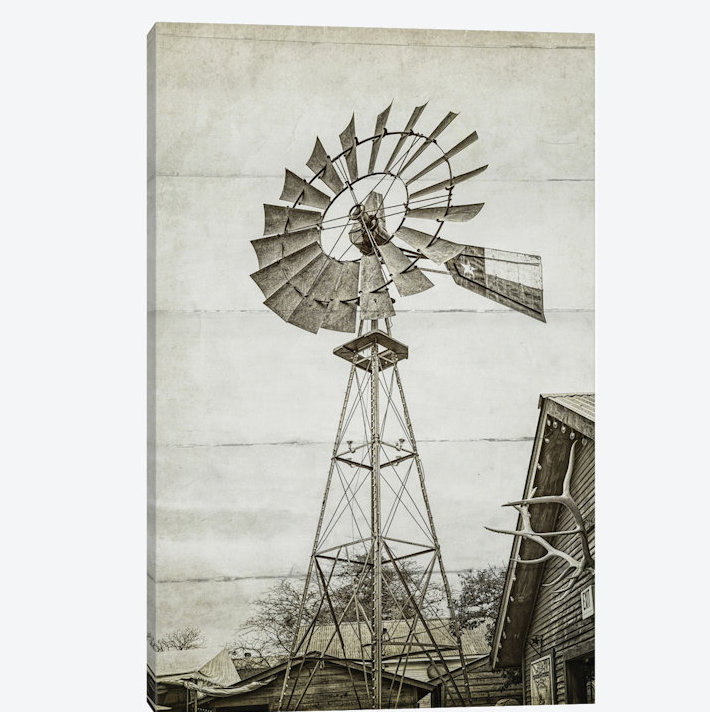 « eolienne water pump », photographie sur toile, H 18 po x l 12 po x P 1,5 po, Toile tendue