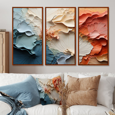 Ensemble de salon art mural abstrait beige et orange Custards Collage II
