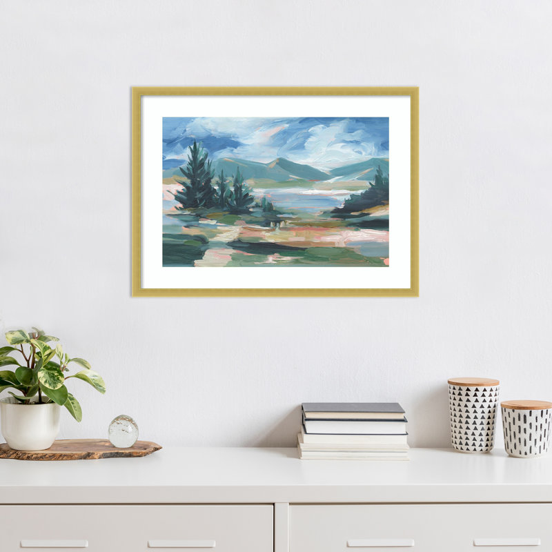«Pastel Lake View I» par Ethan Harper, reproduction d'art encadrée sur bois, H 19 po x l 25 po