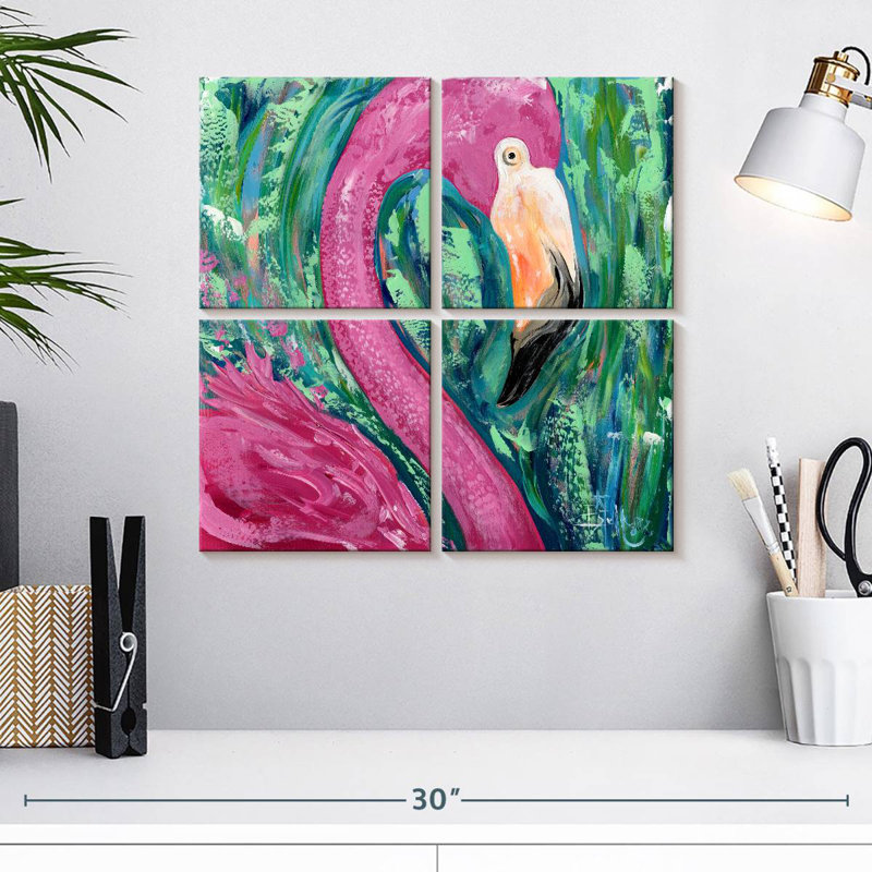 Portrait de flamant rose Brampt, H 18 po x l 18 po