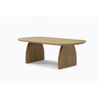 Modern Minimalist Solid Wood Oval-Shaped Living Room Coffee Table With Creative Curved Base For Multi-Purpose Use