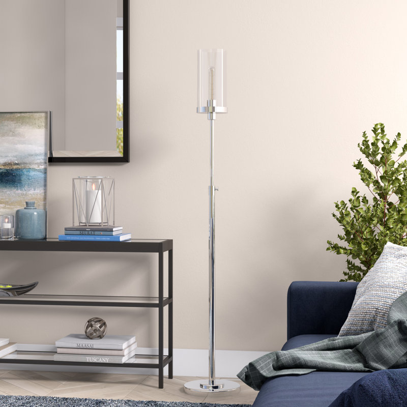 Frieda 54.5'' Torchiere Floor Lamp, Polished Nickel, Clear