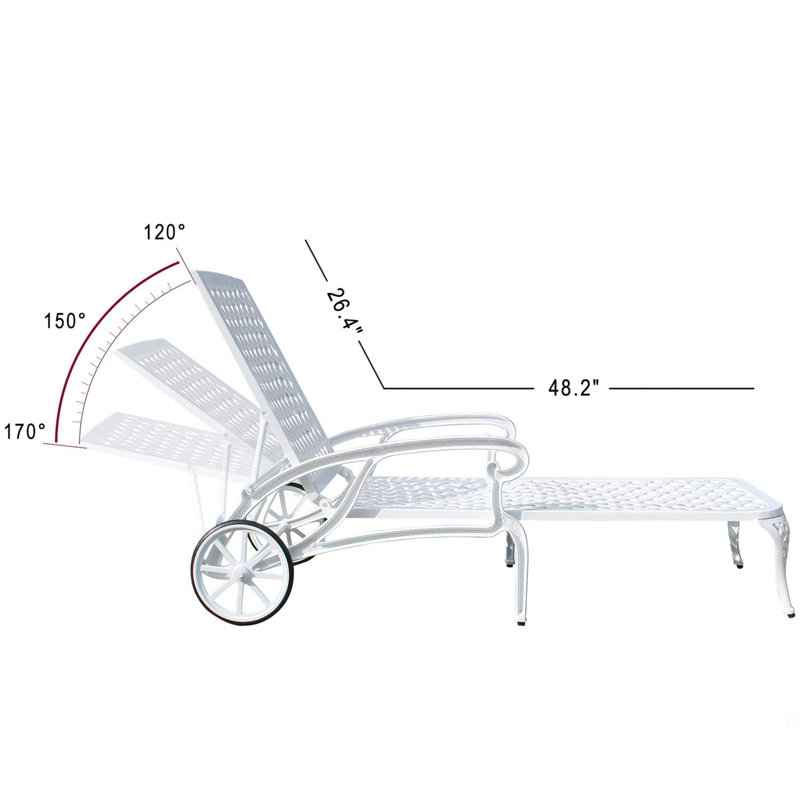 Chaise longue en aluminium coulé 1Pcs, Blanc