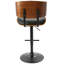 Tabouret de bar réglable Lombardi Mid-Century moderne en noyer avec similicuir noir par Lumisource