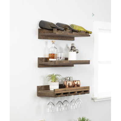 Candelario Solid Wood Wall Mounted Wine Bottle Rack