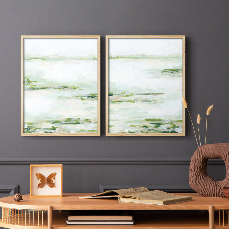 «Verdant Marsh I», reproduction encadrée de qualité supérieure - prête à être accrochée - aucun clou requis - aucun clou requis