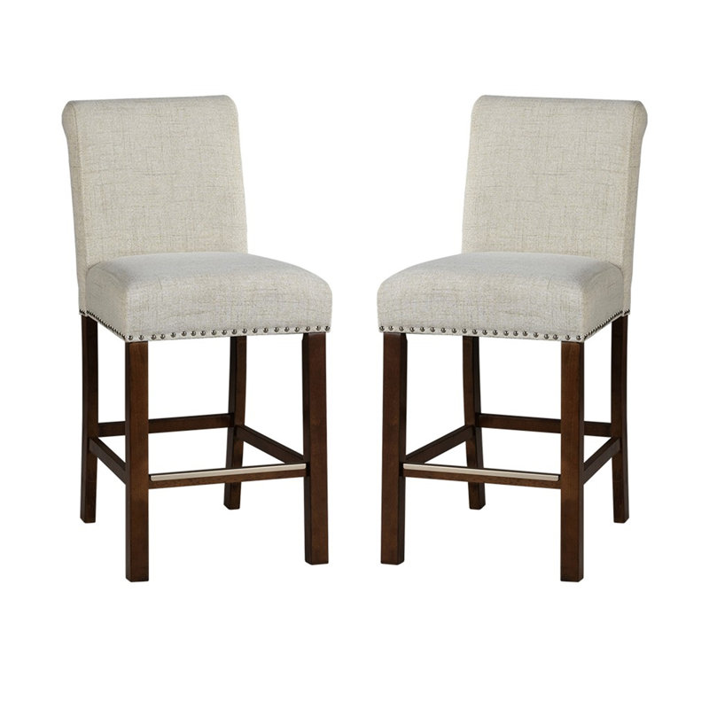 Wildon Home® Upholstered Counter Stool With Nailhead Trim Set Of 2