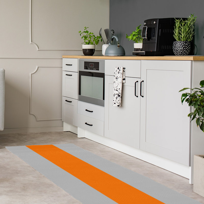 Tapis orange/gris, Tapis de couloir 2 pi 6 po x 8 pi
