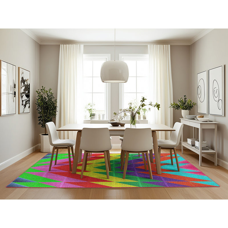 Tapis rouge/vert/bleu Izobel, Rectangle 7 pi x 10 pi