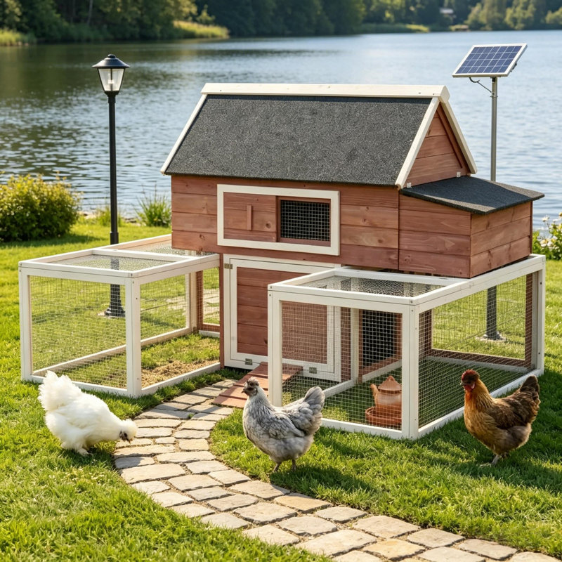 Poulailler 114 po en bois convertible à 2 niveaux avec nichoir