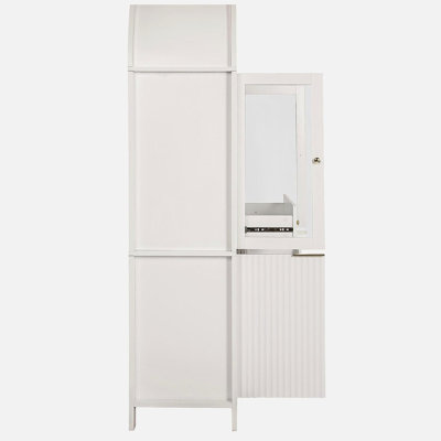 Grand garde-manger arqué cannelé de 71 po avec tablettes réglables, rangement élégant avec tiroir caché et porte vitrée pour la cuisine, le salon et la salle à manger