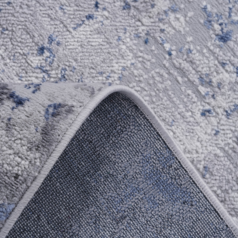 Tapis tissés à la machine Naar Marfi, argent / bleu / abstrait, Rectangle 6 pi 7 po x 9 pi