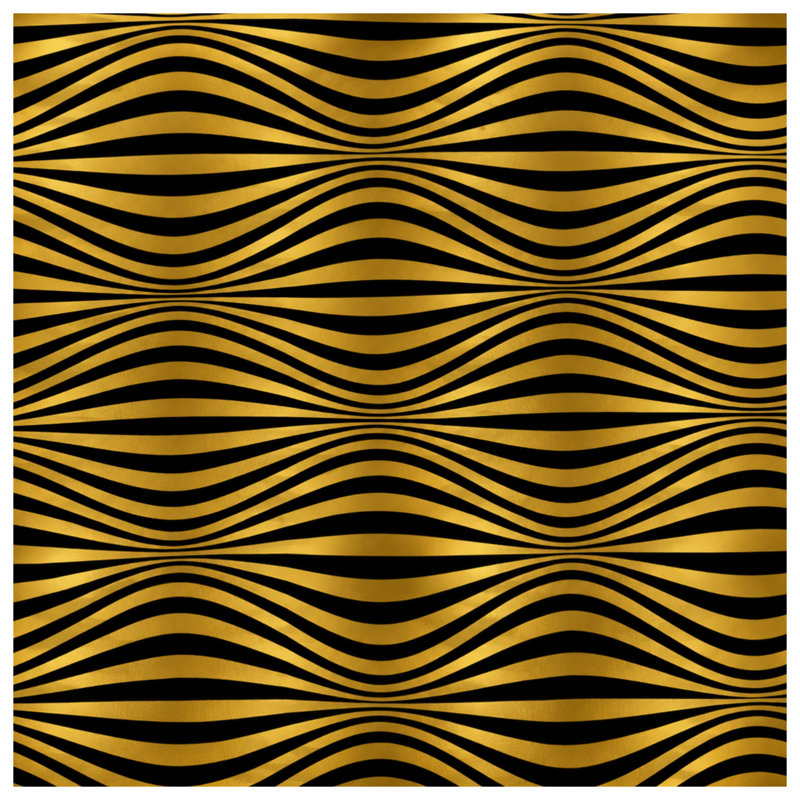 Tapis de bain doré à vagues noires, L 34 po x L 21 po