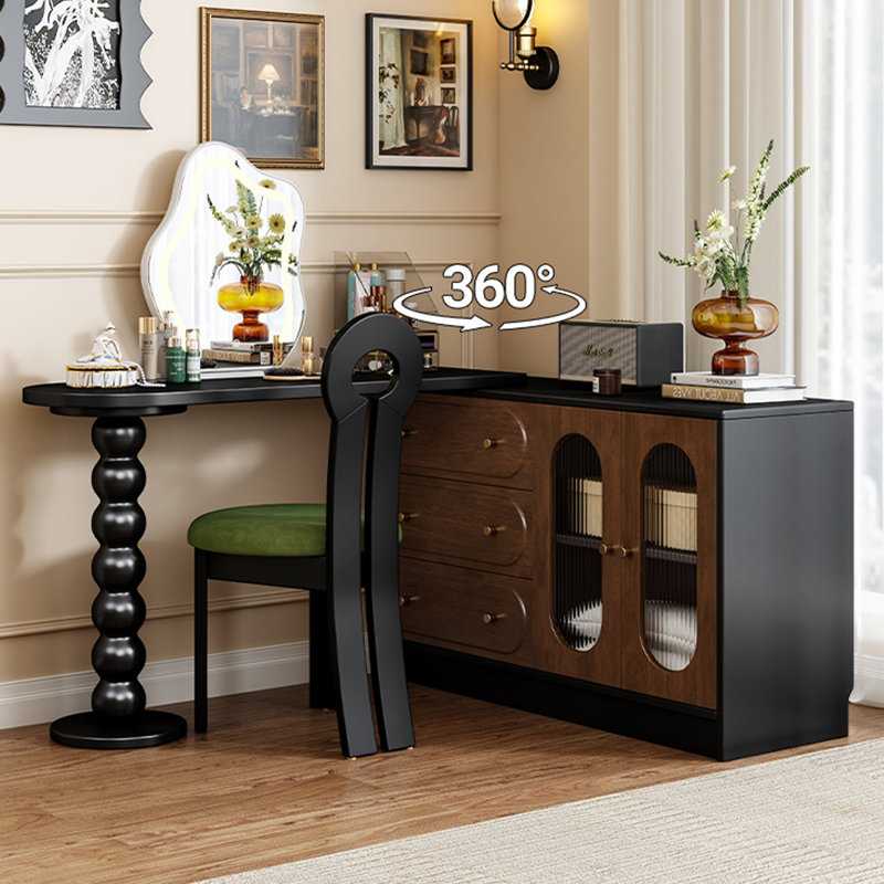 Bureau / commode vintage en bois massif avec commode à tiroirs - Design tout-en-un
