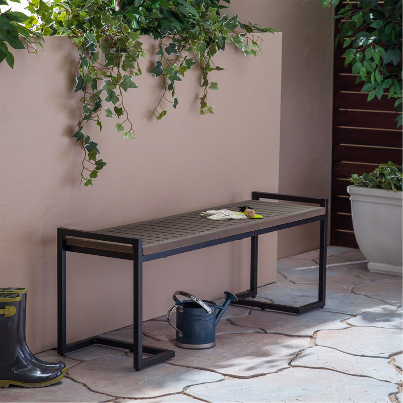 Banc de patio en bois et métal, Gray/Black