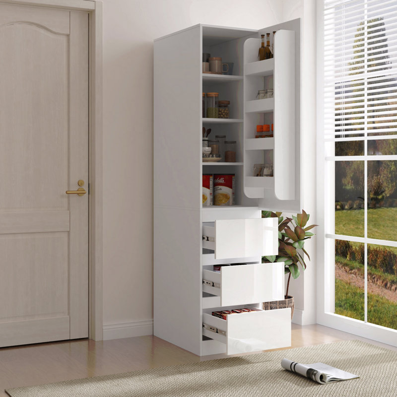 Armoire de rangement avec tiroir - Garde-manger avec portes, tablettes et tiroirs
